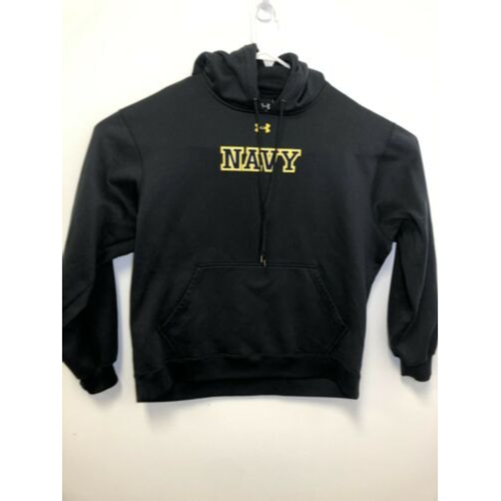 Under Armour Mens XL Loose US Navy Graphic Pullover Hoodie Black Polyester
